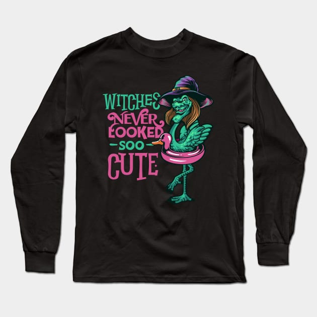 Flamingo Witch - Witches Never Looked So Cute Long Sleeve T-Shirt by obodo